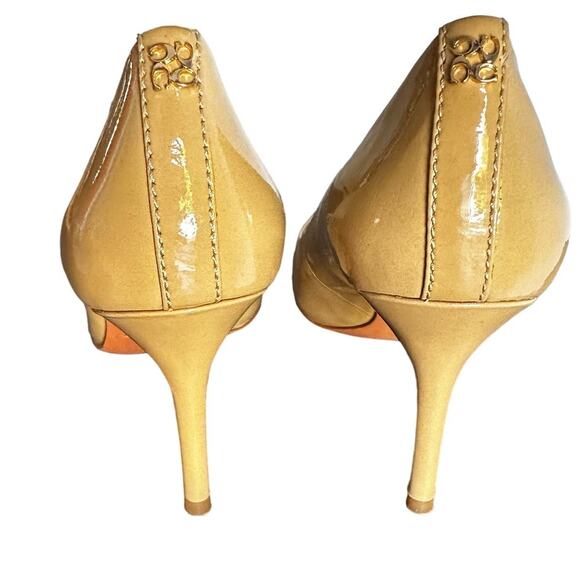 Coach Nala Patent Leather Round Toe Heel Color Cappuccino Sz 9B - Picture 3 of 11